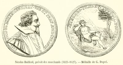 Nicolas Bailleul, prevot des marchands, 1621-1627, Medalla de G Dupre de French School